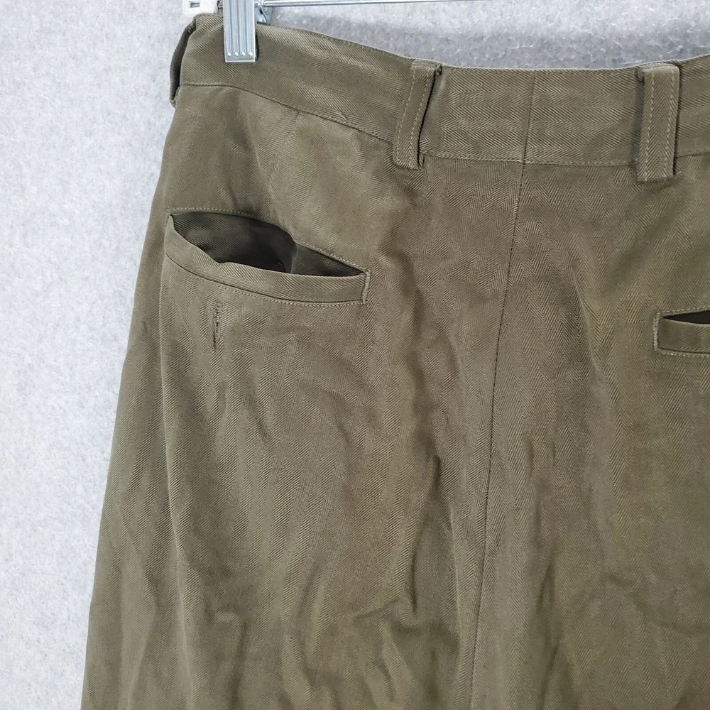 Tommy Bahama Men Pants 34 Olive Chino Pleated 100% Silk Relaxed Fit READ